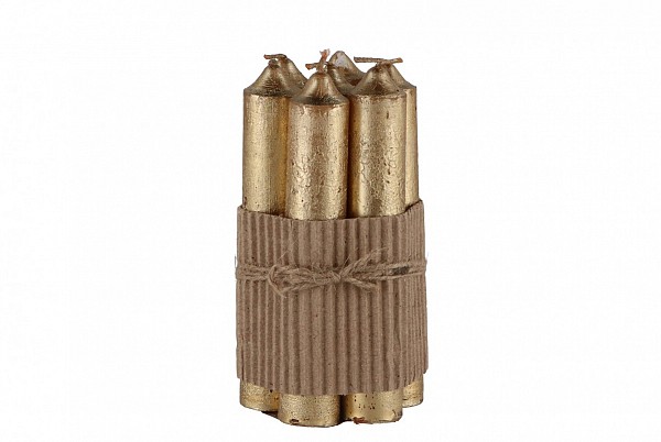 7 gouden kaarsjes gebundeld 12 cm