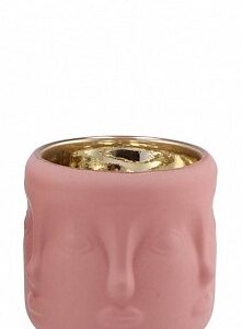 Waxinelichthouder gezicht roze H10 cm
