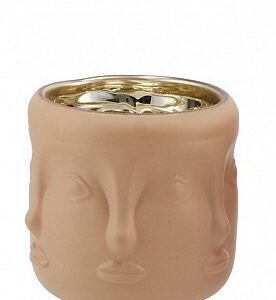 Waxinelichthouder gezicht creme h10 cm