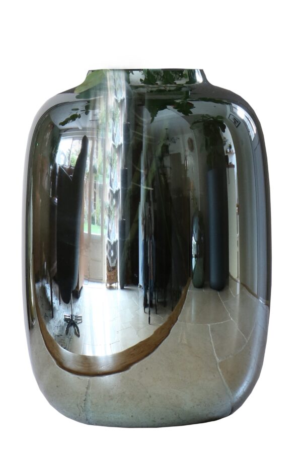 Glossy spiegel vaas grijs 29 cm