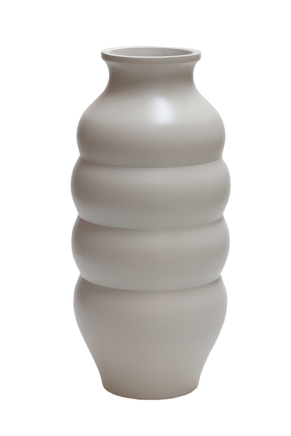 Ribbelvaas beige off white H30 cm