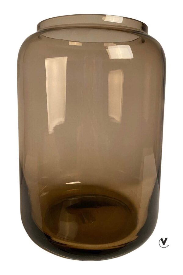 Cilinder glas vaas smoked brown H 27