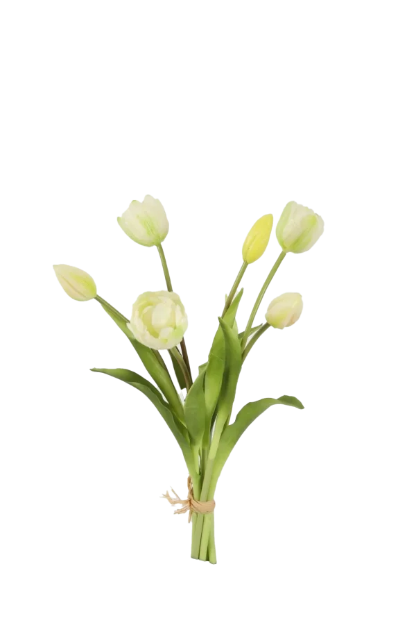 Bosje ronde witte tulpen - Real Touch - H40 cm