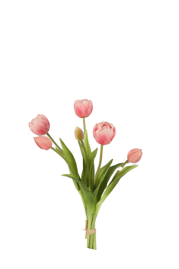 Bosje ronde licht roze tulpen - Real Touch - H40 cm