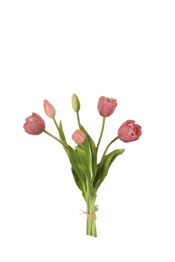 Bosje ronde licht paarse tulpen - Real Touch - H40 cm