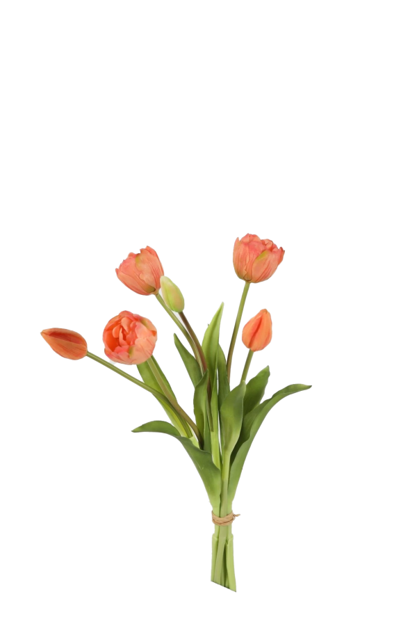 Bosje ronde peach tulpen - Real Touch - H40 cm