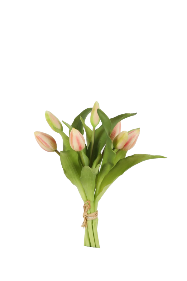 Bosje licht roze tulpen - Real Touch - H32 cm