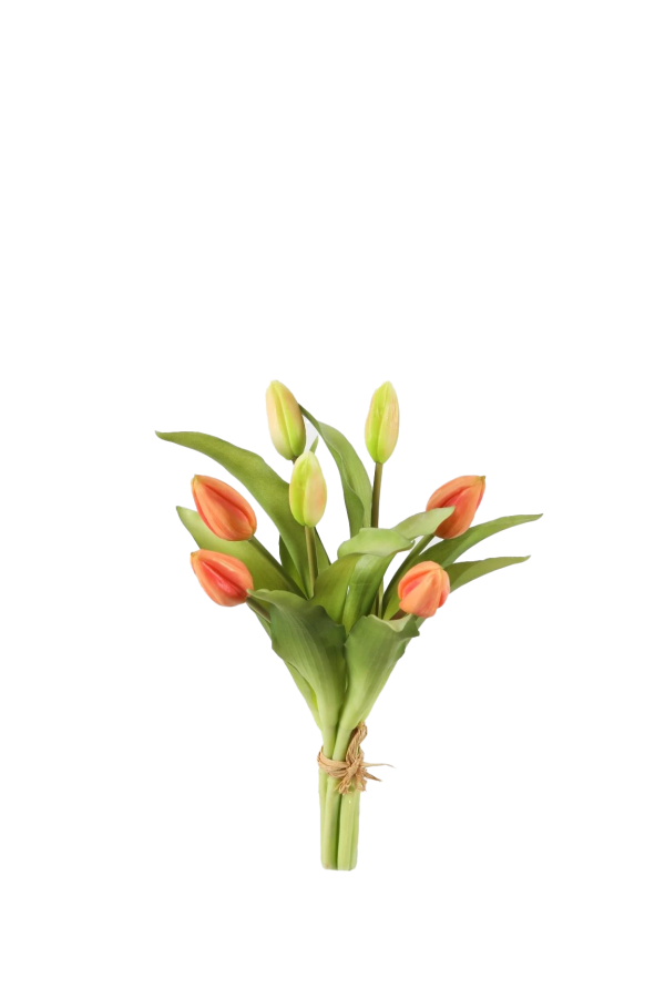 Bosje peach tulpen - Real Touch - H32 cm