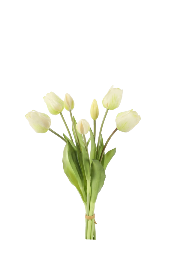 Bosje wit tulpen - Real Touch - H40 cm