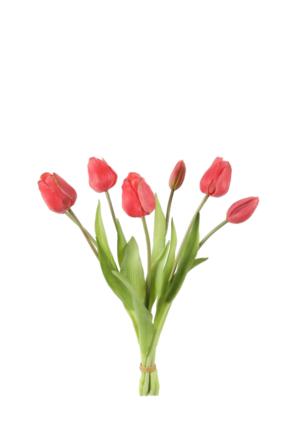 Bosje donker roze tulpen - Real Touch - H40 cm