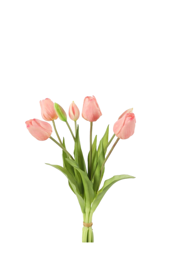 Bosje licht roze tulpen - Real Touch - H40 cm