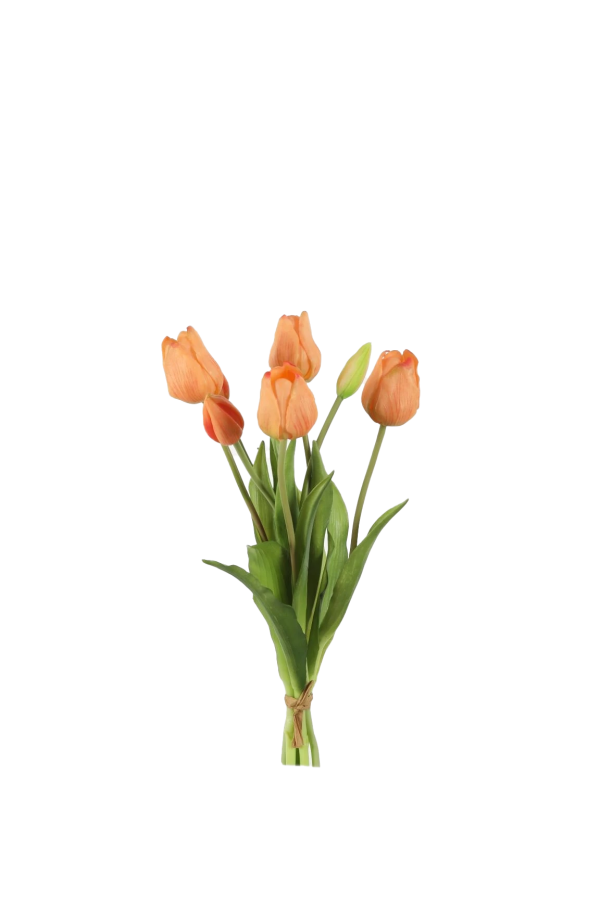 Bosje peach tulpen - Real Touch - H40 cm
