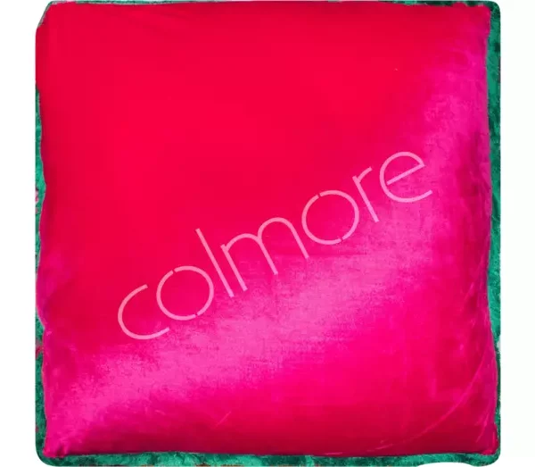 Kussen met franjes fuchsia licht groen - 60x60 cm