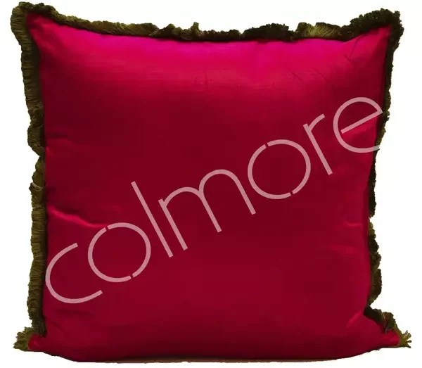 Kussen met franjes licht groen fuchsia - 45x45 cm