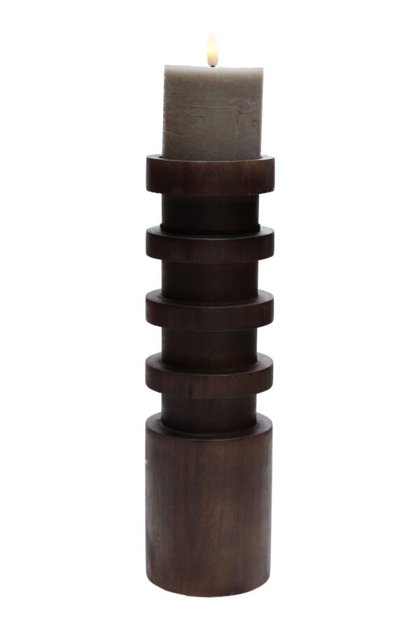 Kandelaar walnoothout - large - H33 cm