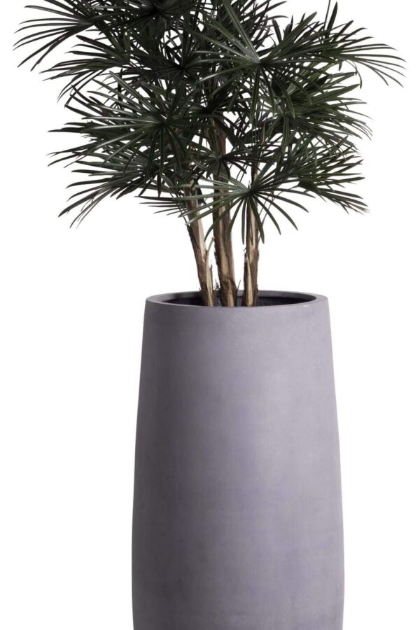 living grijze bloempot met plant