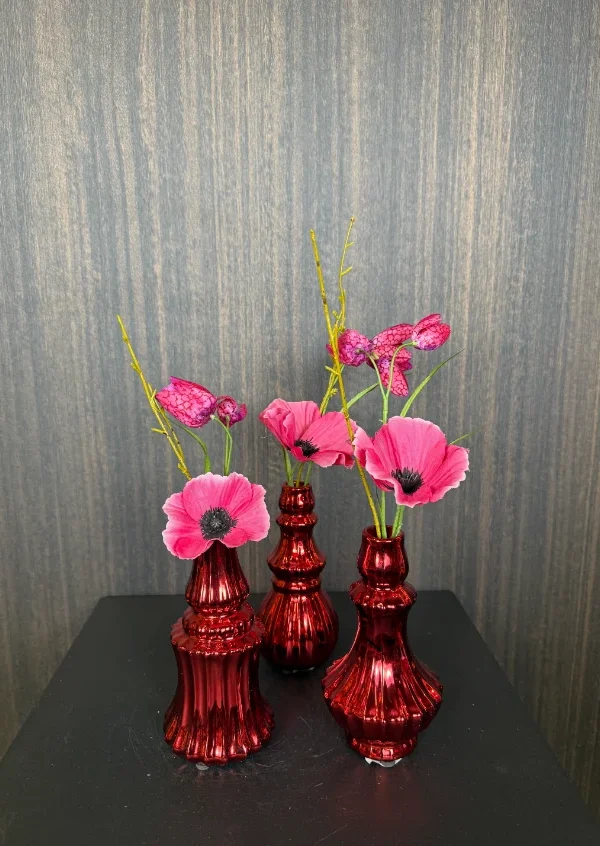 Zijden bloemen boeketjes Manon - inclusief vaasjes